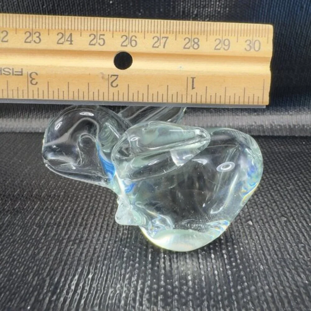 1980s Clear‎ Bunny Rabbit Small Glass Figurine Decorative Vintage Figure Decor